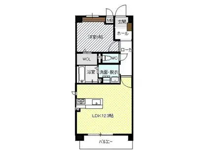 ソレアードVI(1LDK/2階)の間取り写真