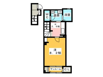 メゾン幸(1K/2階)の間取り写真