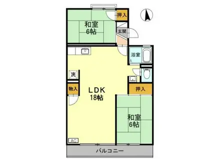 ラ・エスタシオンI C棟(2LDK/2階)の間取り写真