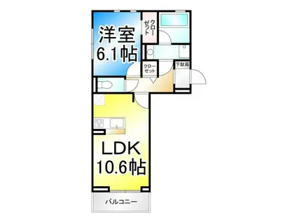ヘシレ中御所(1LDK/3階)の間取り写真