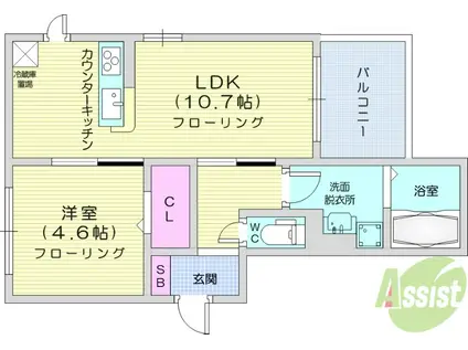 グランクード3(1LDK/3階)の間取り写真