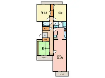 シュネルパーク・レジデンス(3LDK/3階)の間取り写真