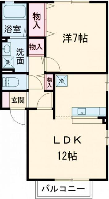 サニーウッドA(1LDK/2階)の間取り写真