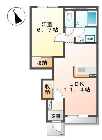 ウィズ・コート(1LDK/1階)の間取り写真