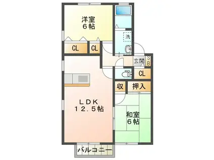 エスポワール鈴鹿(2LDK/2階)の間取り写真