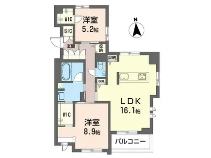 クオリスタ松陰神社(2LDK/2階)の間取り写真