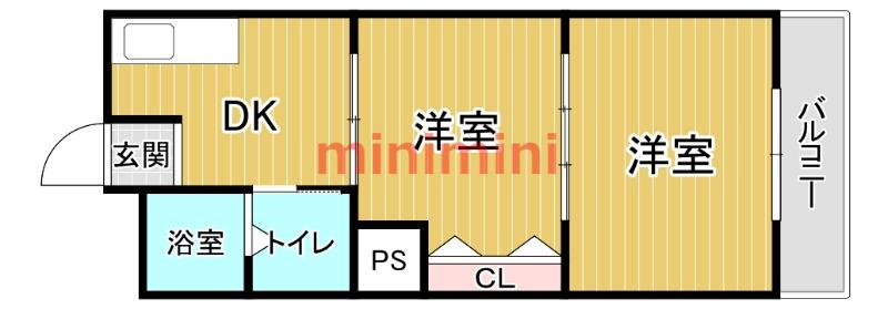 三和第5マンション(2DK/4階)の間取り写真