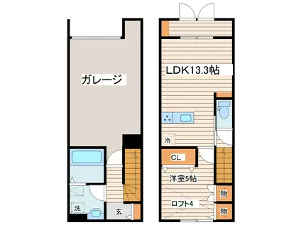 ラフィナM(1LDK/1階)の間取り写真