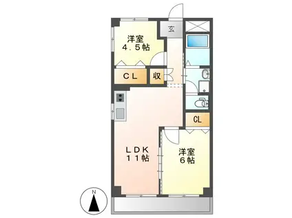 ハイツナギサ(2LDK/5階)の間取り写真