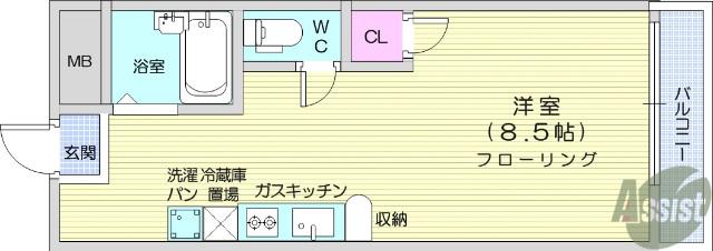 フローレンス旭ヶ丘(ワンルーム/1階)の間取り写真
