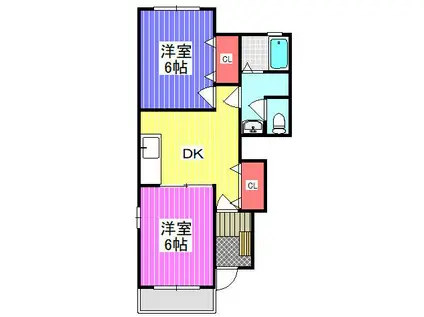 エクメーネ(2DK/1階)の間取り写真