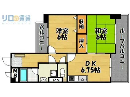 メゾンソワール(2DK/5階)の間取り写真