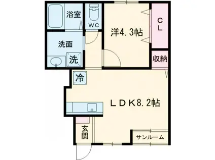 リーシング小俣II A(1LDK/1階)の間取り写真