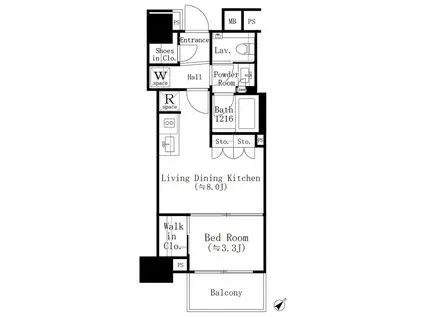 パークホームズ西小山(1LDK/4階)の間取り写真