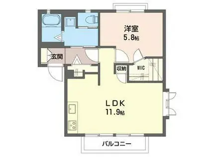 ラプラージュD LA PLAGE(1LDK/2階)の間取り写真