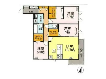 メイプル(3LDK/3階)の間取り写真