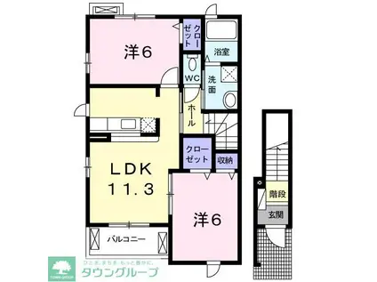 アウローラ(2LDK/2階)の間取り写真