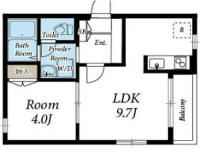 プランドール並木(1LDK/4階)の間取り写真