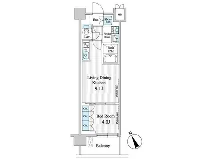 プレノ清澄庭園(1LDK/8階)の間取り写真