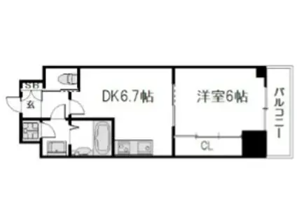 グランエターナ京都(1DK/9階)の間取り写真