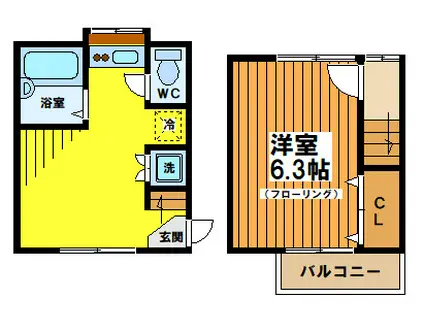 東田荘F(2K/1階)の間取り写真