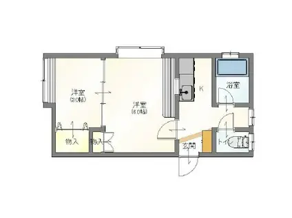 ウイング中木戸II(2K/2階)の間取り写真