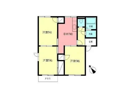 ベルデュールB(3DK/1階)の間取り写真