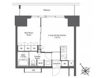 東京ポートシティ竹芝 レジデンスタワー(1LDK/15階)の間取り写真