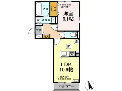 ヒルズスクエア (1LDK/1階)の間取り写真