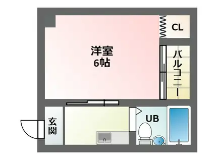 グランドムール北田辺(1K/4階)の間取り写真