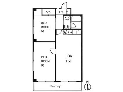 シーズンテラス大岡山(2LDK/2階)の間取り写真