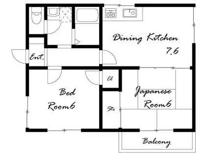 セジュール中田II(2DK/1階)の間取り写真