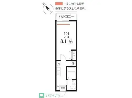 ハーミットクラブハウスメニャン(1K/1階)の間取り写真