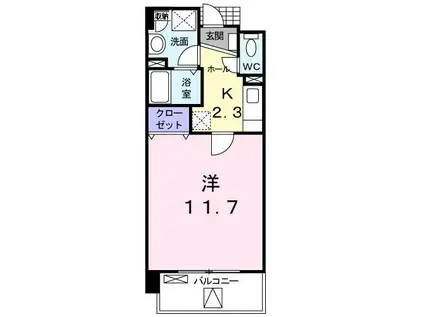 グリシーナ オーブ(1K/3階)の間取り写真