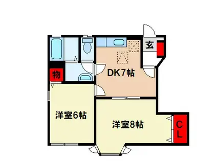 リベルテみくにの(2DK/1階)の間取り写真