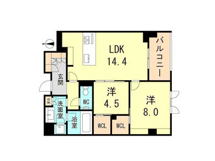 シャーメゾンステージ香櫨園(2LDK/4階)の間取り写真