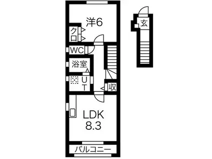 ルチアーノ(1LDK/2階)の間取り写真