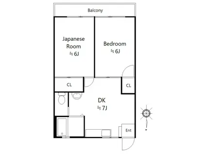 ベルハイツ(2DK/1階)の間取り写真