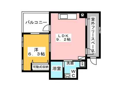VILLA COZY(1LDK/3階)の間取り写真