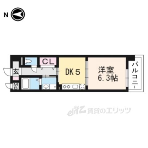 シカタ シャンブレットⅠ(1DK/5階)の間取り写真
