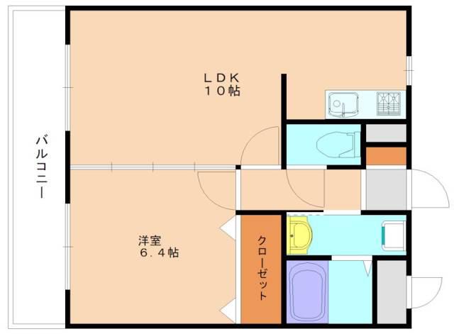 ジュネスコートほのか(1LDK/1階)の間取り写真