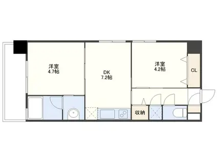 CRECIA SAIWAI(2DK/2階)の間取り写真