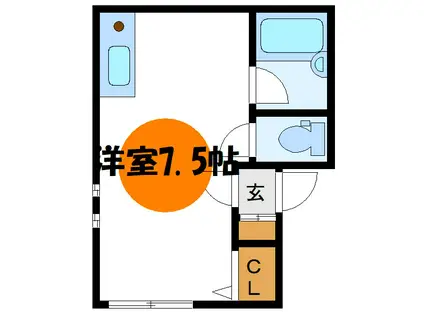 ターコイズ新小岩(ワンルーム/1階)の間取り写真