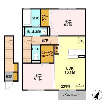 モンブラン(2LDK/2階)の間取り写真