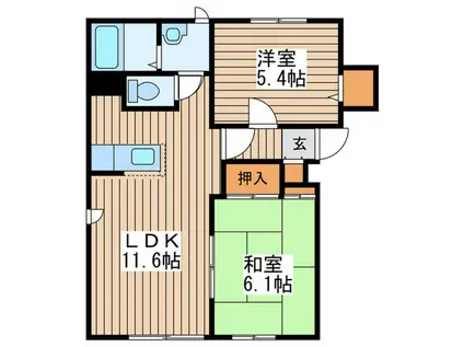 GRACE麻生(2LDK/2階)の間取り写真
