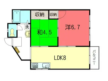 ヴィラさぎの森(2LDK/2階)の間取り写真