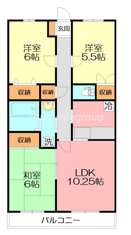 若宮ビル(3LDK/3階)の間取り写真