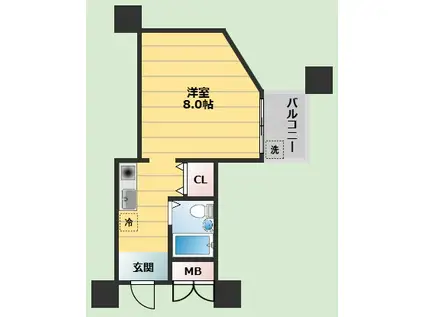 サンライズ外院(1K/2階)の間取り写真