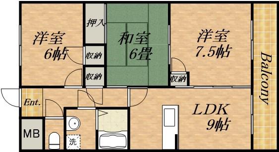 シャルマンコーポ荒牧(3LDK/1階)の間取り写真