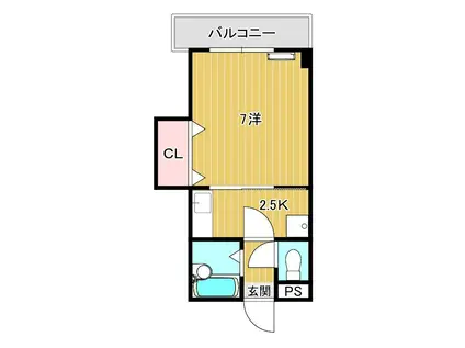 ウェルス下関(1K/5階)の間取り写真